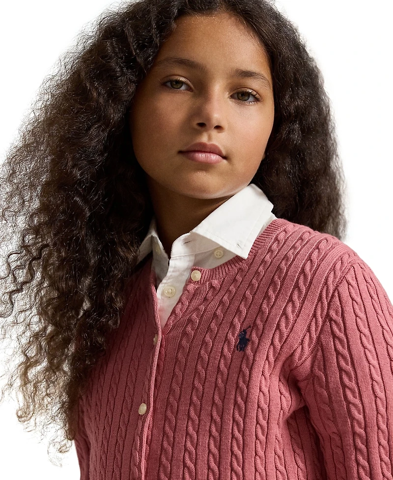 Polo Ralph Lauren Girls' 7-16 Mini-Cable Cotton Cardigan
