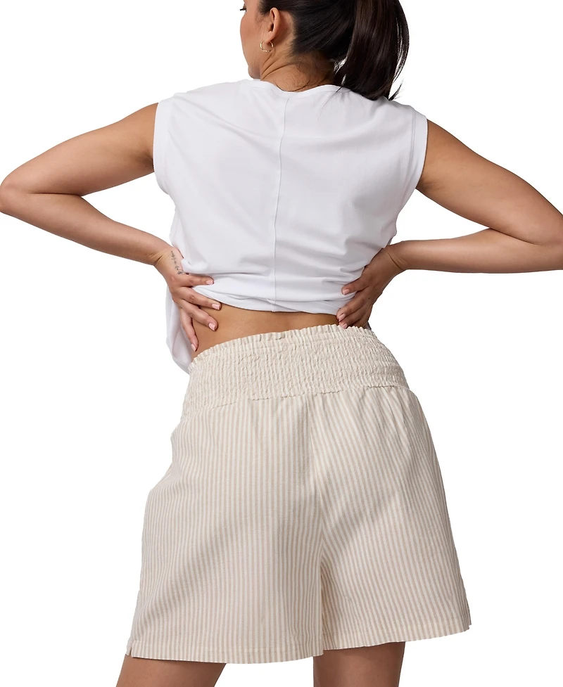 Ingrid + Isabel Women's Maternity Smocked Linen Short