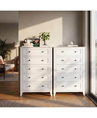 homfan 2 Set of 5 Drawer Dresser for Bedroom, Modern Chest of Drawers with Deep Storage, Wide Storage Organizer Unit for Closet, Living Room