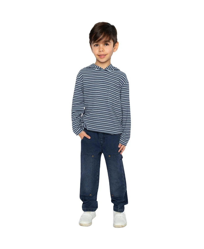 Deux par Little and Big Boy 6-12 Striped Brushed Jersey Hooded T-Shirt