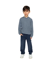 Deux par Little and Big Boy 6-12 Striped Brushed Jersey Hooded T-Shirt