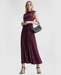 Dkny Women's Sleeveless Cowl Neck Ruched Midi Dress