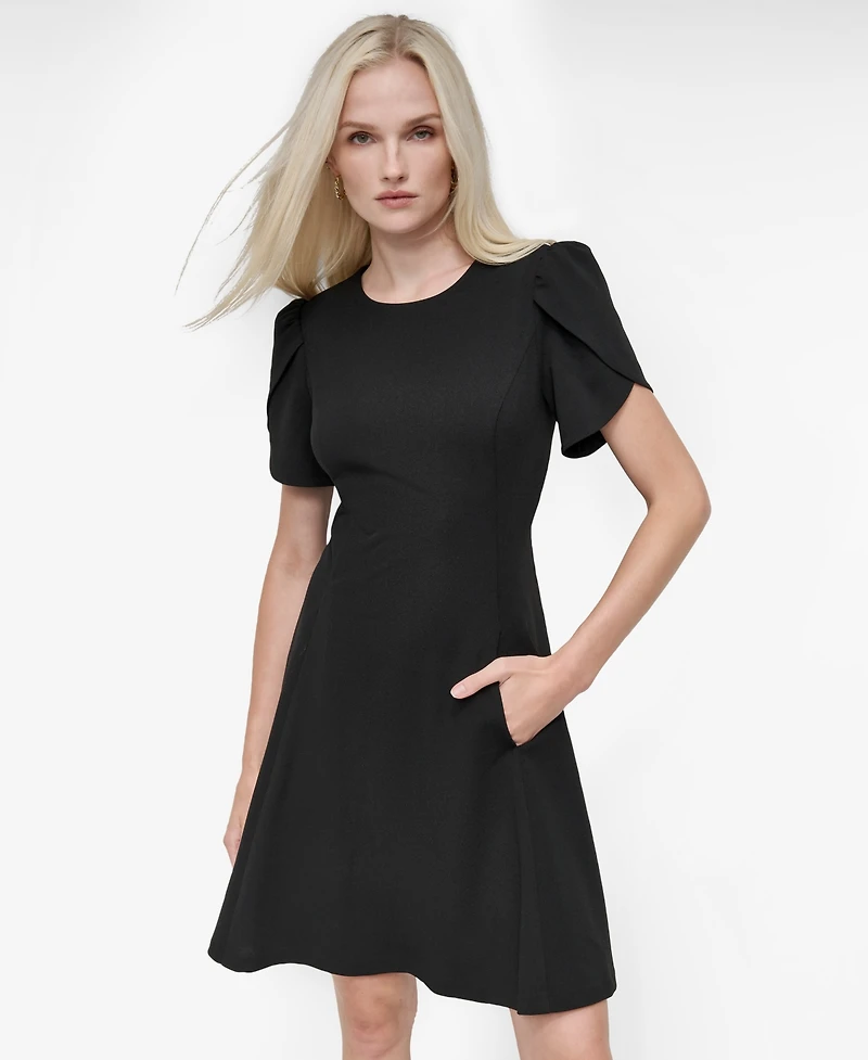 Dkny Women's Tulip Sleeve Fit and Flare Dress