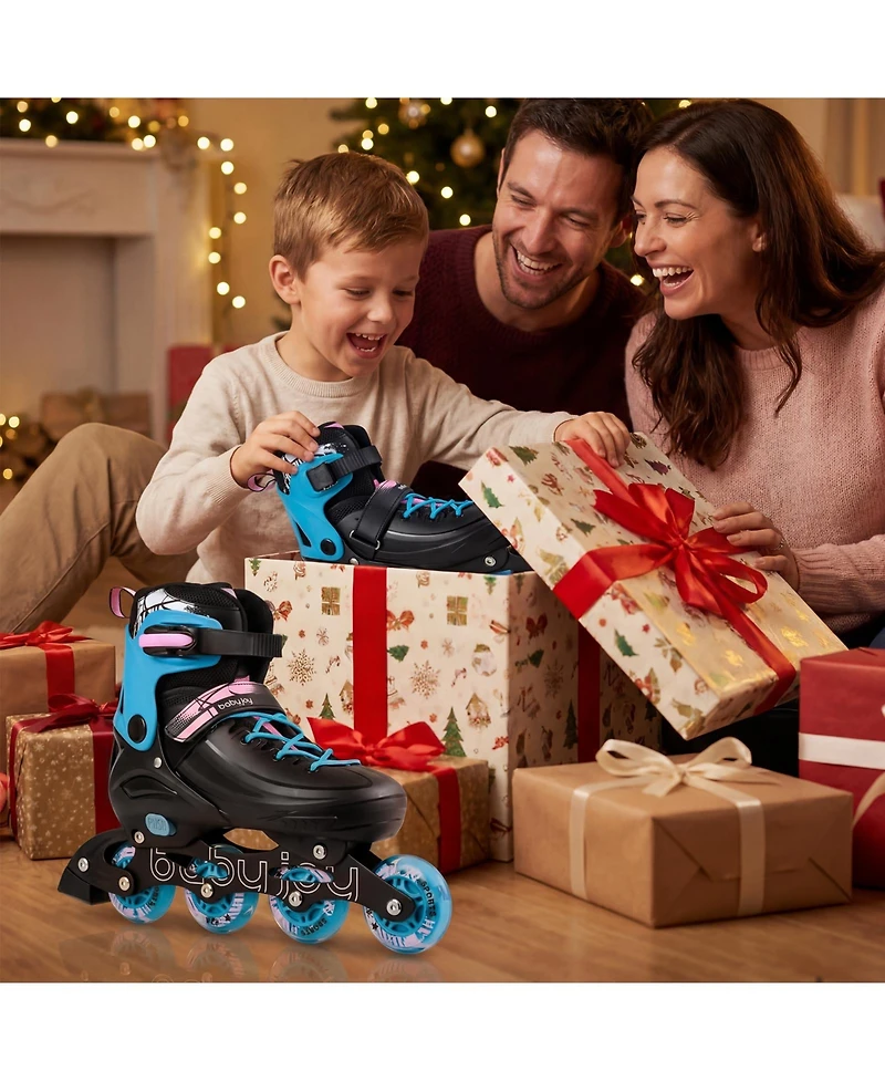 Costway Kids Inline Skates, Adjustable Light-Up Roller Skates with Illuminating Wheels