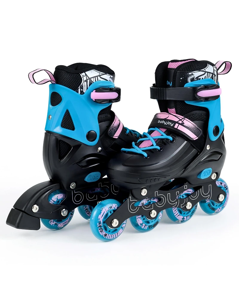 Costway Kids Inline Skates, Adjustable Light-Up Roller Skates with Illuminating Wheels