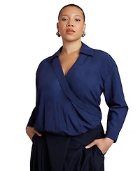 Eloquii Plus Surplice Collared Women's Top