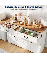 homfan Farmhouse Sideboard Buffet with 2 Doors and Drawer, Adjustable Shelf and 150LB Load Capacity for Dining Room and Entryway