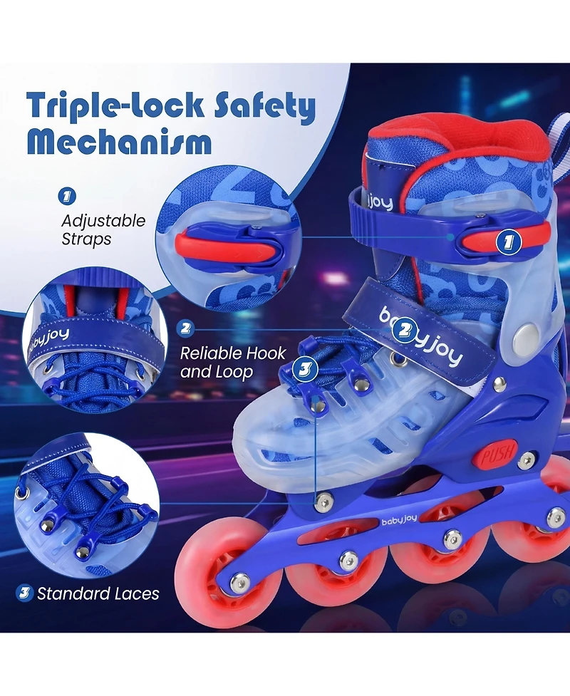 Costway Kids Inline Skates for Boys Girls, Adjustable Illuminating Roller