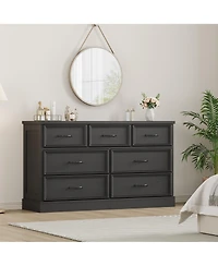 homfan 7 Drawer Dresser, 55 Inch Wood Chest of Drawers with Metal Handle for Bedroom Living Room Entryway