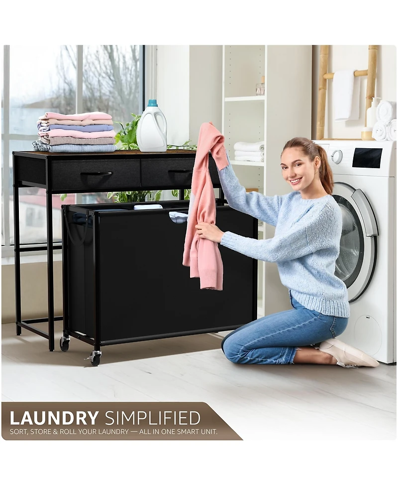 Sorbus Dresser with 3 Section Laundry Hamper and 2 Drawers for Room Organization
