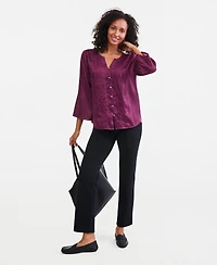 Style & Co Women's Satin Bell-Sleeve Pintuck Blouse, Macy's Exclusive