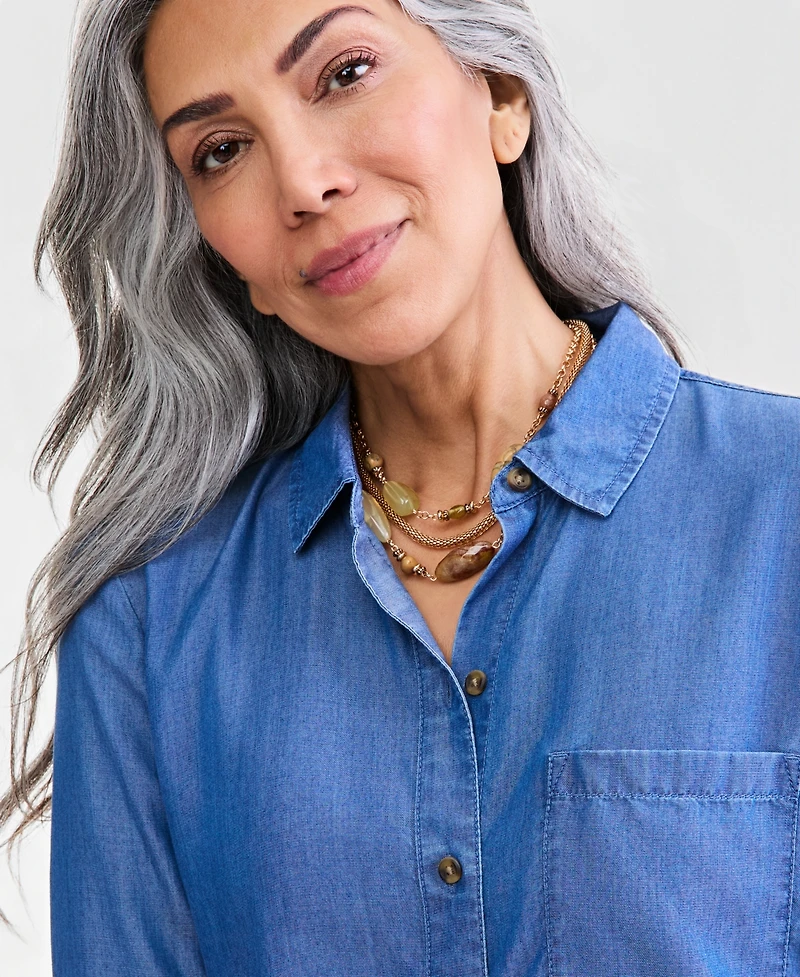 Style & Co Petite Collared Neck Shirt, Macy's Exclusive