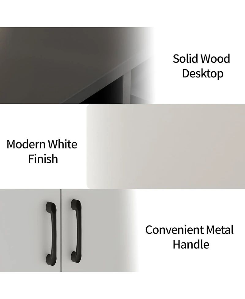 homfan Modern Wooden Sideboard Cupboard with 3 Drawers and Adjustable Shelves, Multi-Purpose Console for Kitchen, Dining and Living Room