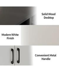 homfan Modern Wooden Sideboard Cupboard with 3 Drawers and Adjustable Shelves, Multi-Purpose Console for Kitchen, Dining and Living Room