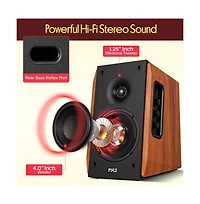 Pyle Powered Bookshelf Speakers with Bluetooth, 80W Stereo Audio System, Arc, Optical and Subwoofer Output Pair