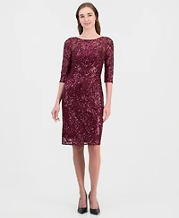 Tahari Asl Women's Beaded 3/4-Sleeve Sheath Dress