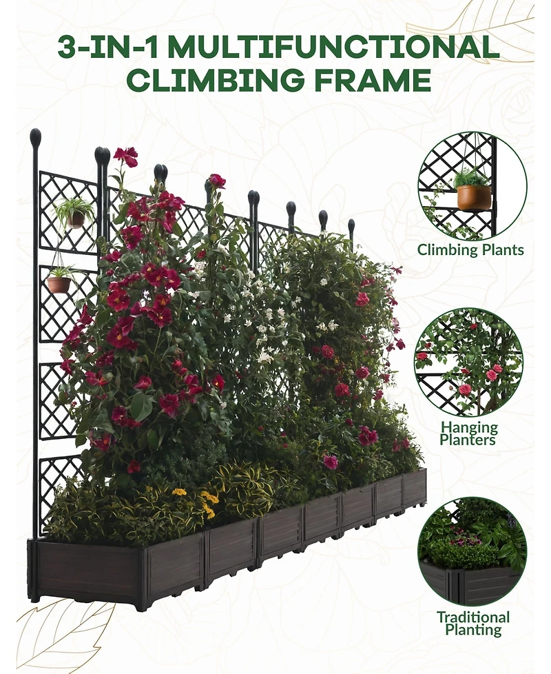 homfan Multi-Functional Raised Garden Bed with Trellis, Weatherproof Planter Box Water System, Easy Assembly Outdoor Planting Container