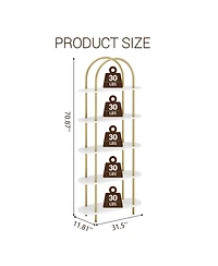 homfan Arched Curved Bookshelf, Iron and Mdf Multi-Tier Storage Shelf, Space-Saving Versatile Freestanding Display Rack for Home Office