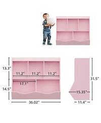 homfan 2-Pack Toy Storage Organizer Cabinet with Non-Woven Drawers, Kids Bookshelf and Shelf Unit for Playroom, Engineered Wood