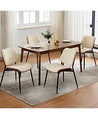 gaomon Dining Chairs Set of 2,Mid-Century Modern Upholstered Retro Pu Leather Kitchen with Walnut Bentwood Back and Metal Legs Adjustable