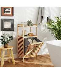 sumyeg Bamboo Tilt-Out Laundry Hamper with Foldable and Removable Basket