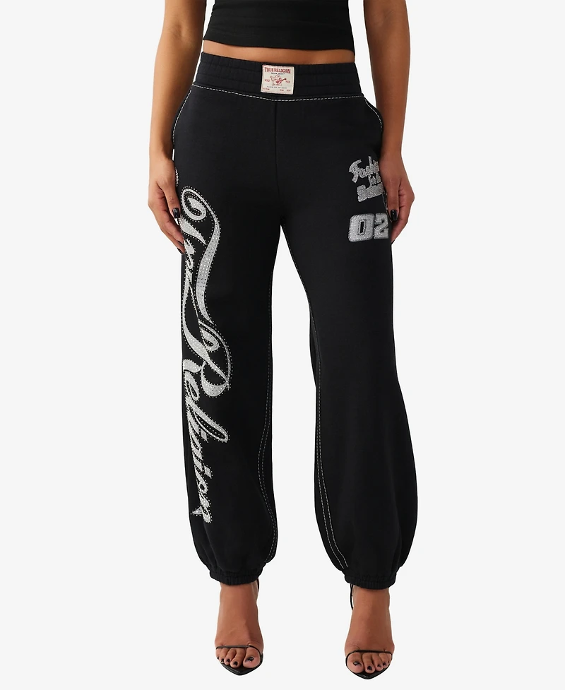 True Religion Women's Big T Crystal Baggy Jogger Pants