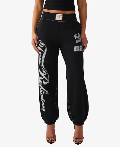 True Religion Women's Big T Crystal Baggy Jogger Pants