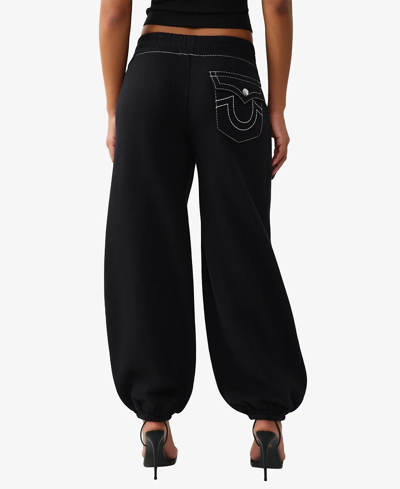 True Religion Women's Big T Crystal Baggy Jogger Pants