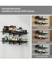 homfan Set of 2 Wall Mounted Shelf Set, 2x4 Foot Heavy Duty Metal Shelving Unit for Home Storage