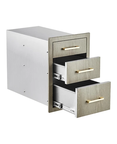 homfan Stainless Steel Storage Cabinet, Metal Drawer and Door Combo Unit with Adjustable Shelf for Kitchen or Garage
