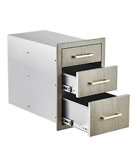 homfan Stainless Steel Storage Cabinet, Metal Drawer and Door Combo Unit with Adjustable Shelf for Kitchen or Garage
