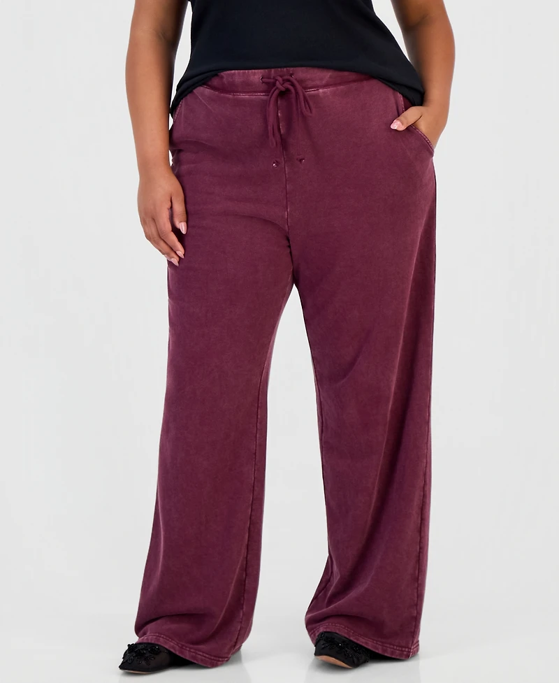 And Now This Plus Faux-Denim French Terry Wide-Leg Pants, Macy's Exclusive