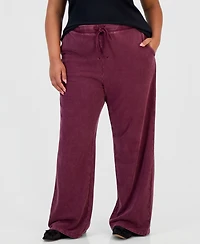 And Now This Plus Faux-Denim French Terry Wide-Leg Pants, Macy's Exclusive
