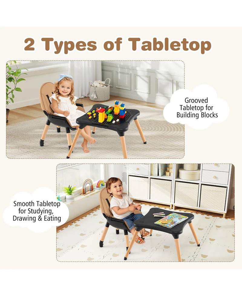 Sugift 6 in 1 High Chair for Babies and Toddlers Ages 6-36 Months-Coffee