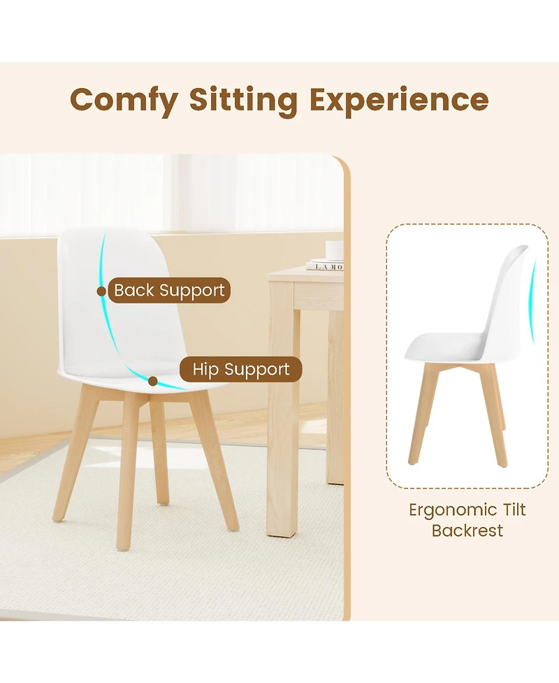 Sugift Modern Dining Chair Set of 2 with Solid Beech Wood Legs and Tilt Backrest