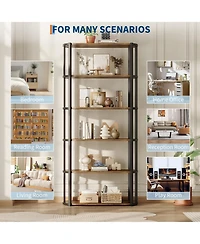 homfan 5-Tier Open Vertical Bookshelf, Waterproof Scratch-Resistant Metal Frame Storage Shelf with Anti-Tip Kit for Home Office Use