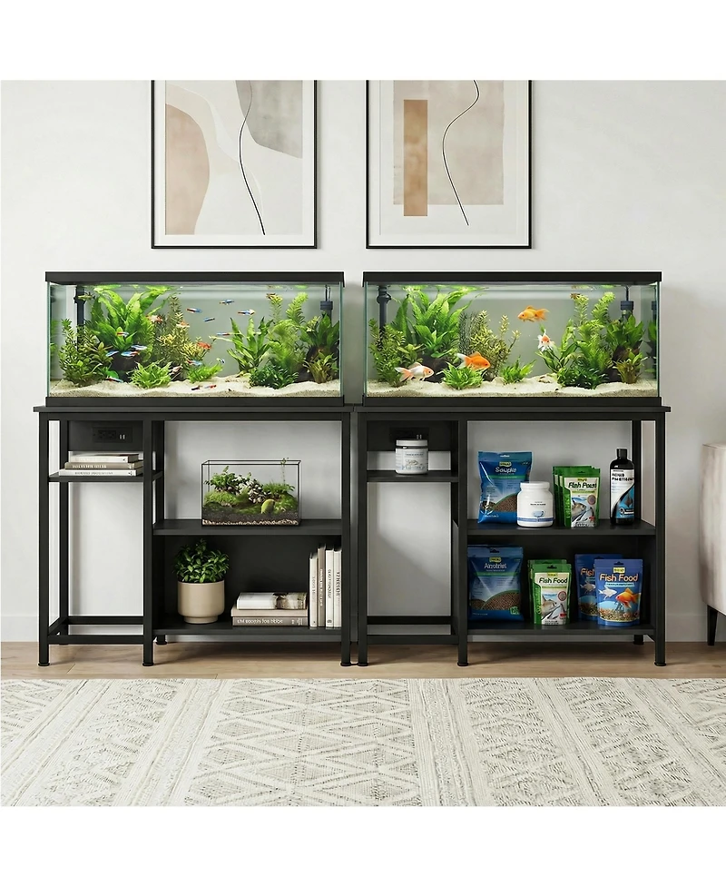 homfan 4 Tier Storage Shelf, Heavy Duty Standing Shelf with Power Outlets, Rack for Reptile Tank or Terrarium