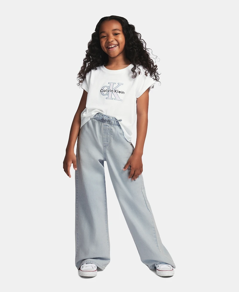 Calvin Klein Girls' 7-16 Seasonal Mono Logo Short-Sleeve T-Shirt