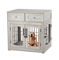 homfan 41.3L x 23.6W x 40.6H in Large Dog Cage Engineered Wood Iron Frame, Pet Kennel House with Locking Door for Indoor Living Room