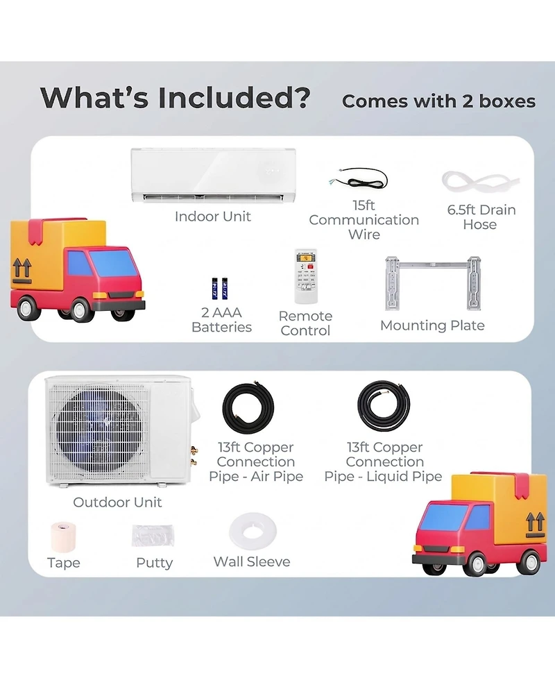 Sugift 12000 Btu 22 SEER2 Wi-Fi Enabled Mini Split Air Conditioner and Heat Pump