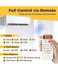 17000 Btu 21 SEER2 208-230V Energy Star Ductless Mini Split Air Conditioner Heat Pump