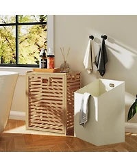 sumyeg 18 Gallon Bamboo Tilt-Out Laundry Hamper with Removable Fabric Bin