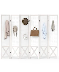 sumyeg 6-Panel Pegboard Room Divider 67-Inch Tall Foldable Privacy Screen