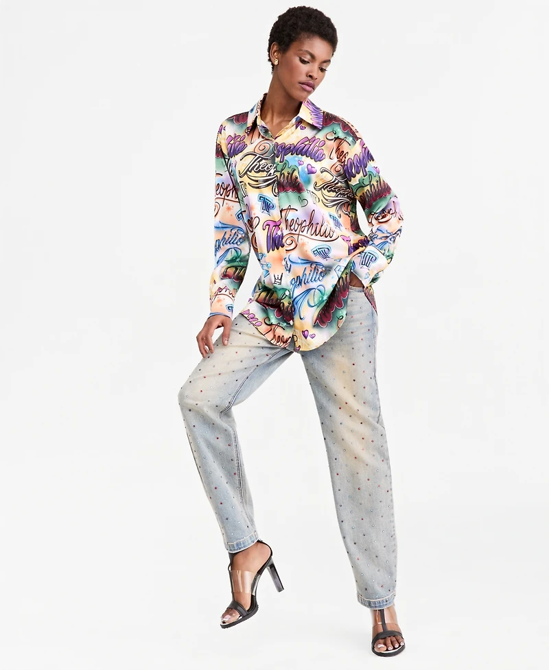 Theophilio X Macy's Women's Long-Sleeve Oversized Printed Blouse, Exclusive