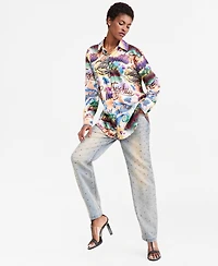 Theophilio X Macy's Women's Long-Sleeve Oversized Printed Blouse, Exclusive