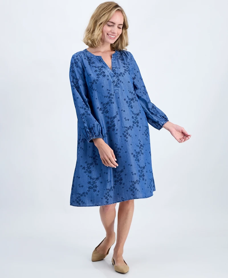 Style & Co Petite Floral-Print Popover Dress, Macy's Exclusive