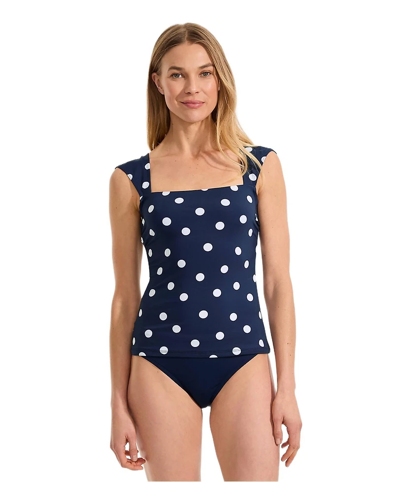 Lands' End Women's D-Cup Square Neck Underwire Tankini Top