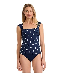 Lands' End Women's D-Cup Square Neck Underwire Tankini Top
