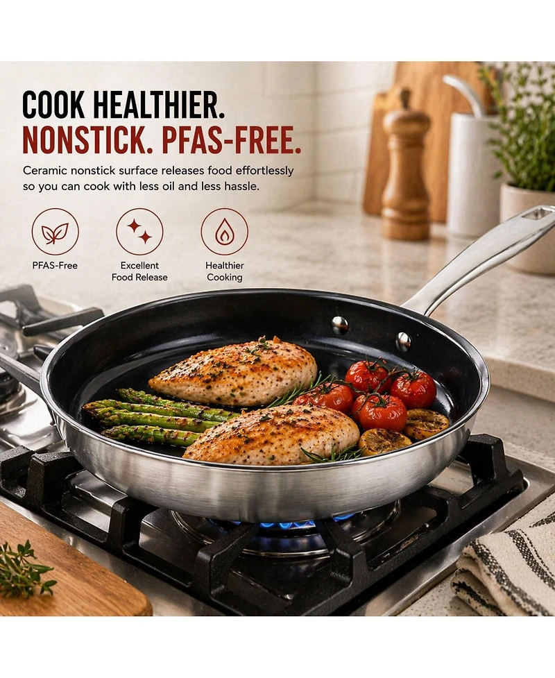 Alva Maestro Nonstick Stainless Steel Frying Pan – 5-Ply