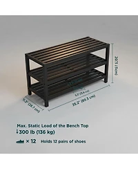 Yigii Shoe Rack Bench 4 Tier Storage Organizer Bamboo Sturdy Spacious Versatile Entryway Living Room Bathroom Bedroom